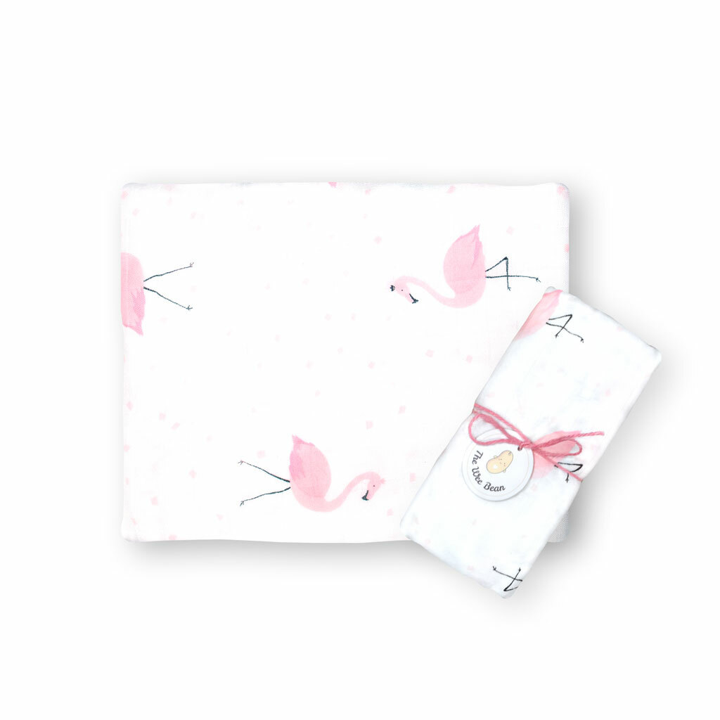 THE WEE BEAN 竹纖維和有機棉嬰兒包巾 - 紅鶴