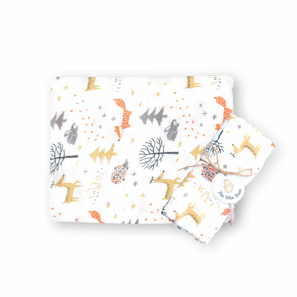 THE WEE BEAN 竹纖維和有機棉嬰兒包巾 - 森林家族
