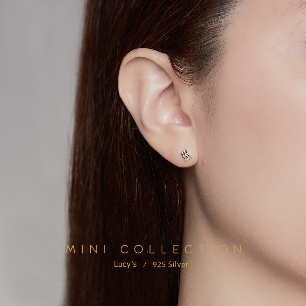 *925純銀〔輕銀系列〕E線弧 耳環 (100521)