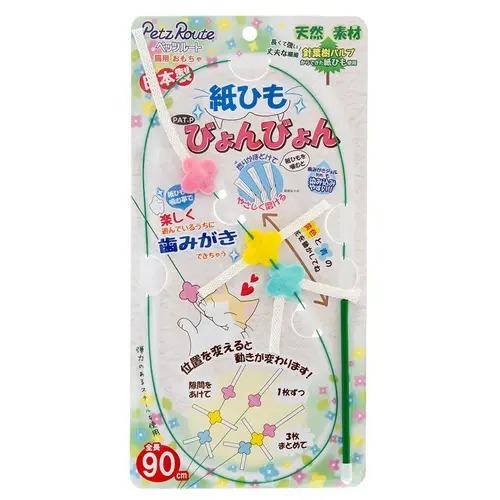 日本製 Petz Route 天然紙質潔齒咬咬拍翼逗貓棒 (三朵花花)