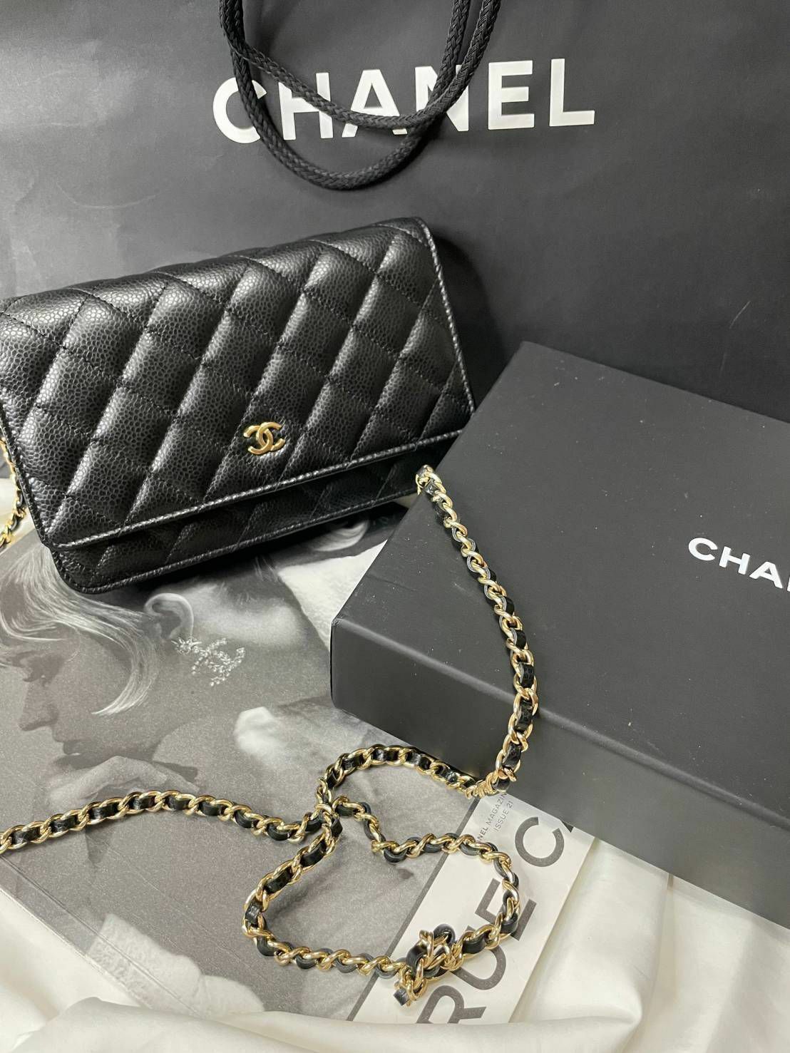 Chanel 黑金荔枝皮 Woc