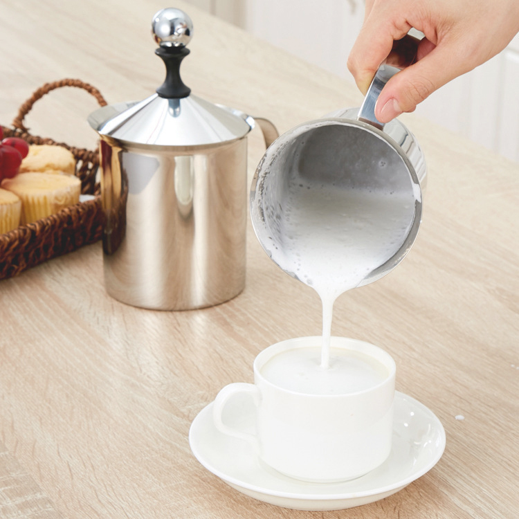 不鏽鋼雙層手動奶泡器(400ml)