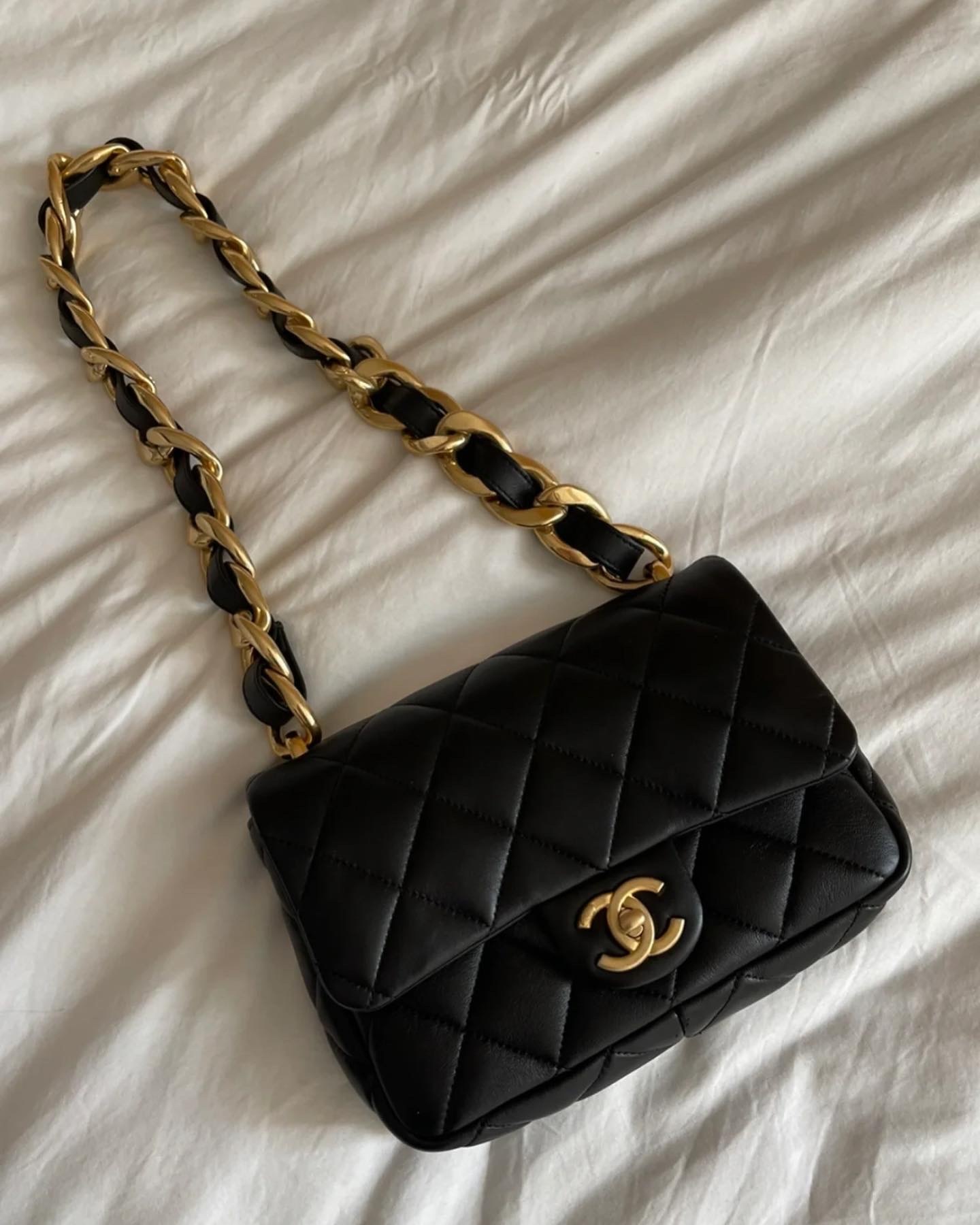 Chanel 粗鏈條黑金方胖