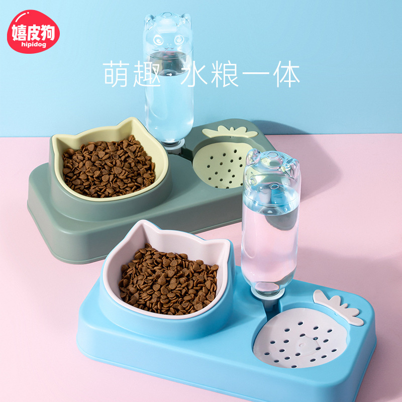 神经猫 猫耳不湿嘴饮水双碗 31*16*4.5cm 350ml 水瓶