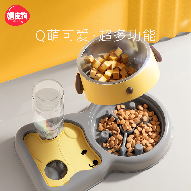 神经猫 可爱萌狗多功能 水粮1体碗