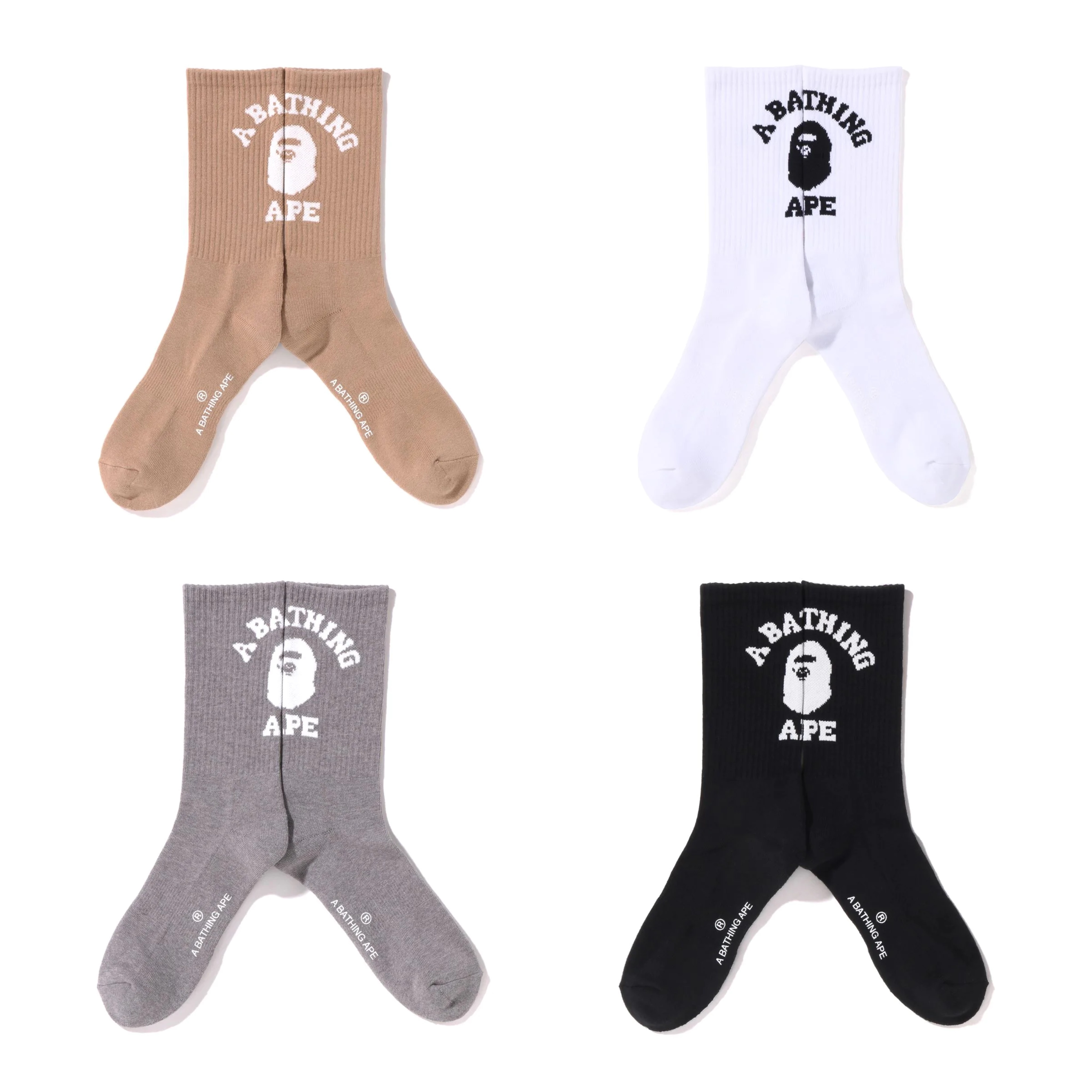 『代購+現貨商品』2026SS A BATHING APE BAPE COLLEGE SOCKS 大頭 黑白 長襪 襪子 現貨 1M20184003