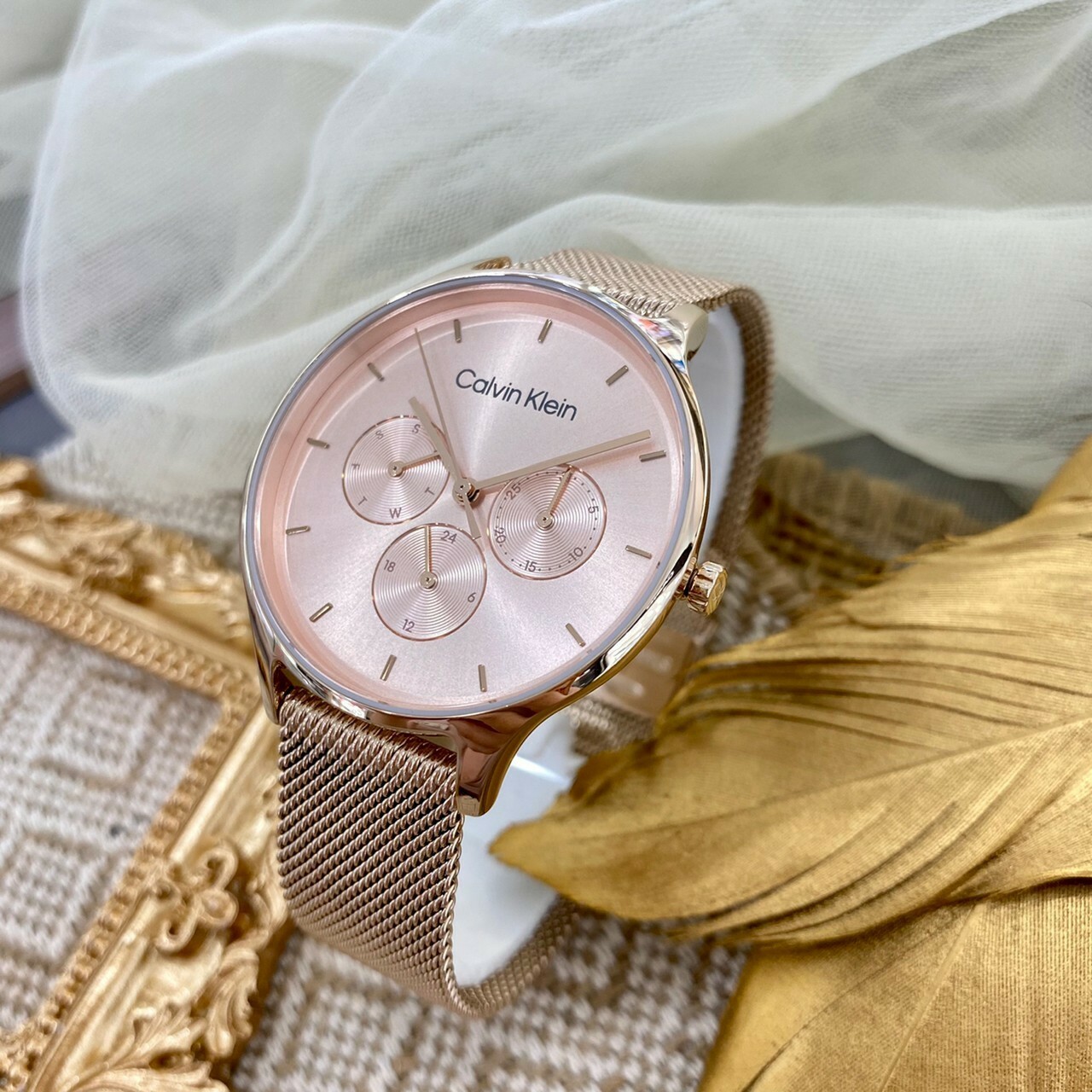 【CALVIN KLEIN】時尚經典三眼玫瑰金腕錶 CK25200102 38mm  現代鐘錶