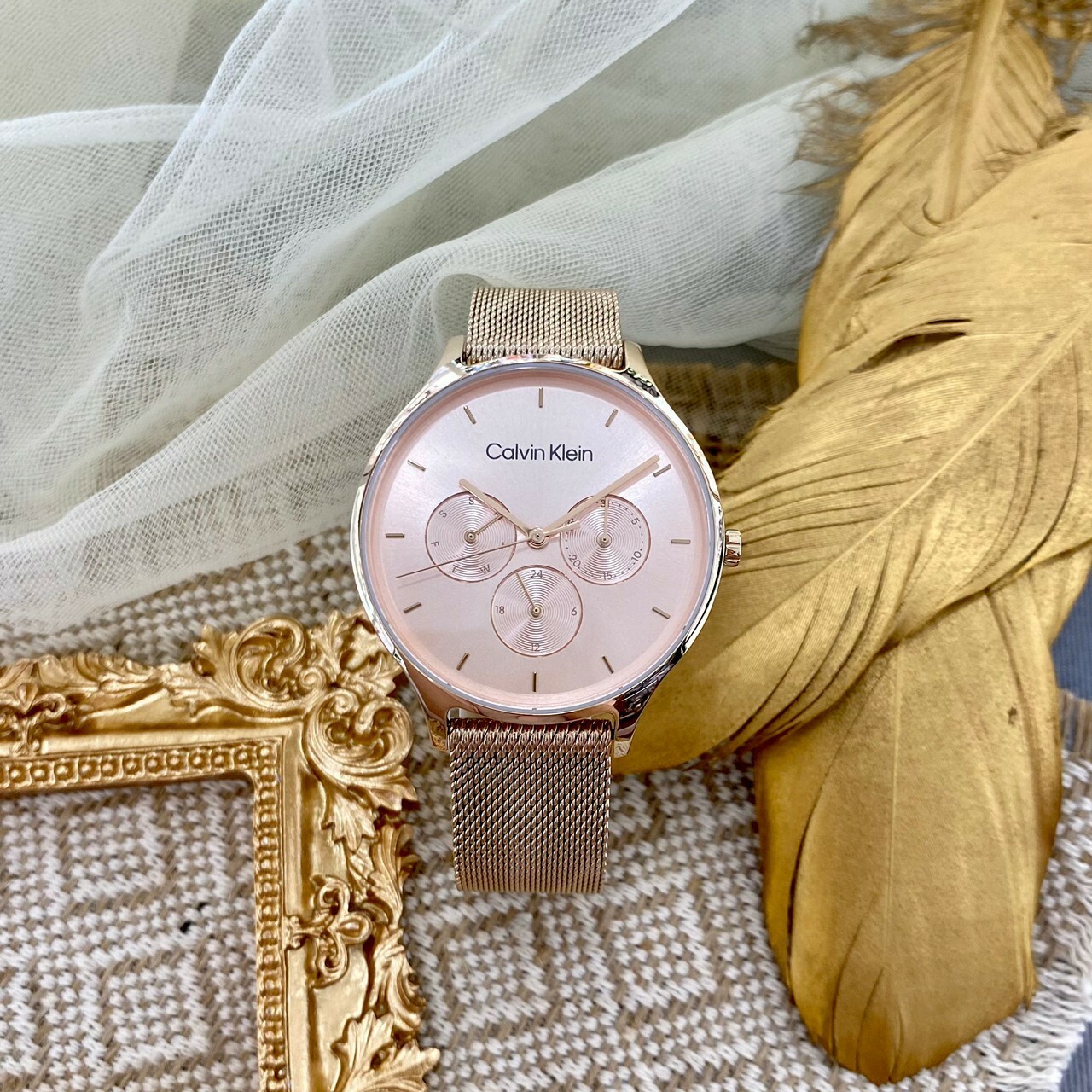 【CALVIN KLEIN】時尚經典三眼玫瑰金腕錶 CK25200102 38mm  現代鐘錶