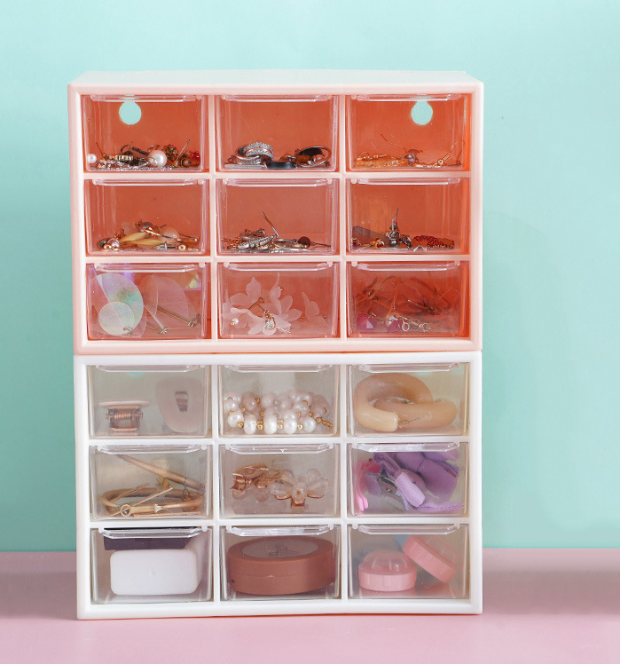 九宫格透明抽屉式收纳盒