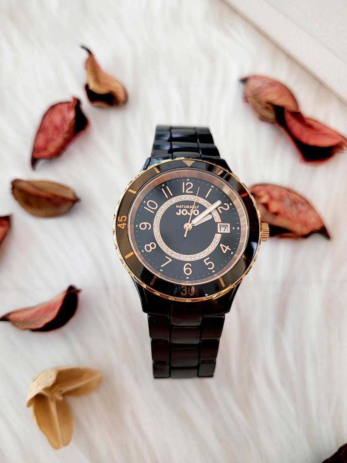 【NATURALLY JOJO】氣質典雅閃耀晶鑽陶瓷錶 JO96974-88R 38mm  現代鐘錶
