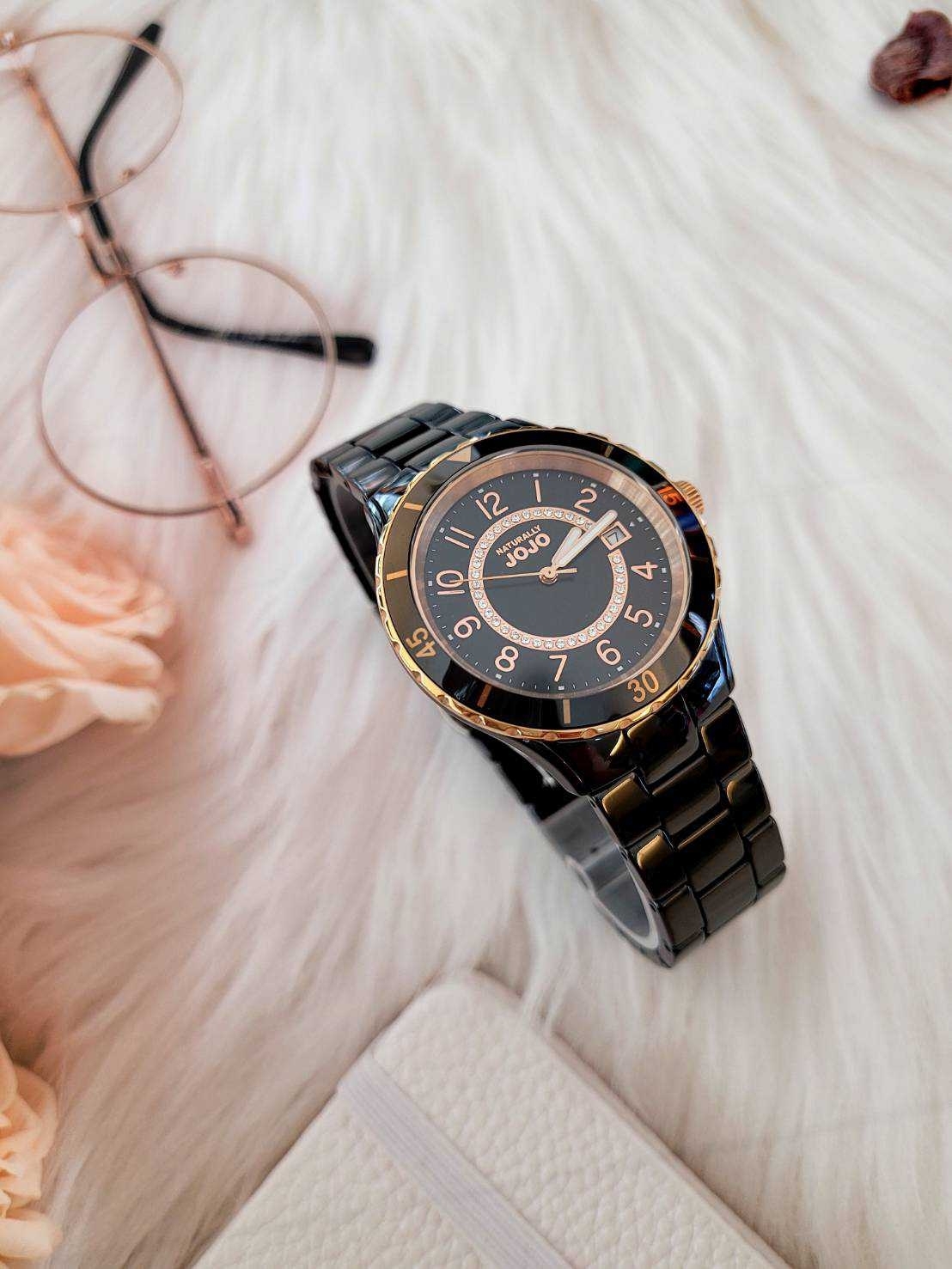【NATURALLY JOJO】氣質典雅閃耀晶鑽陶瓷錶 JO96974-88R 38mm  現代鐘錶