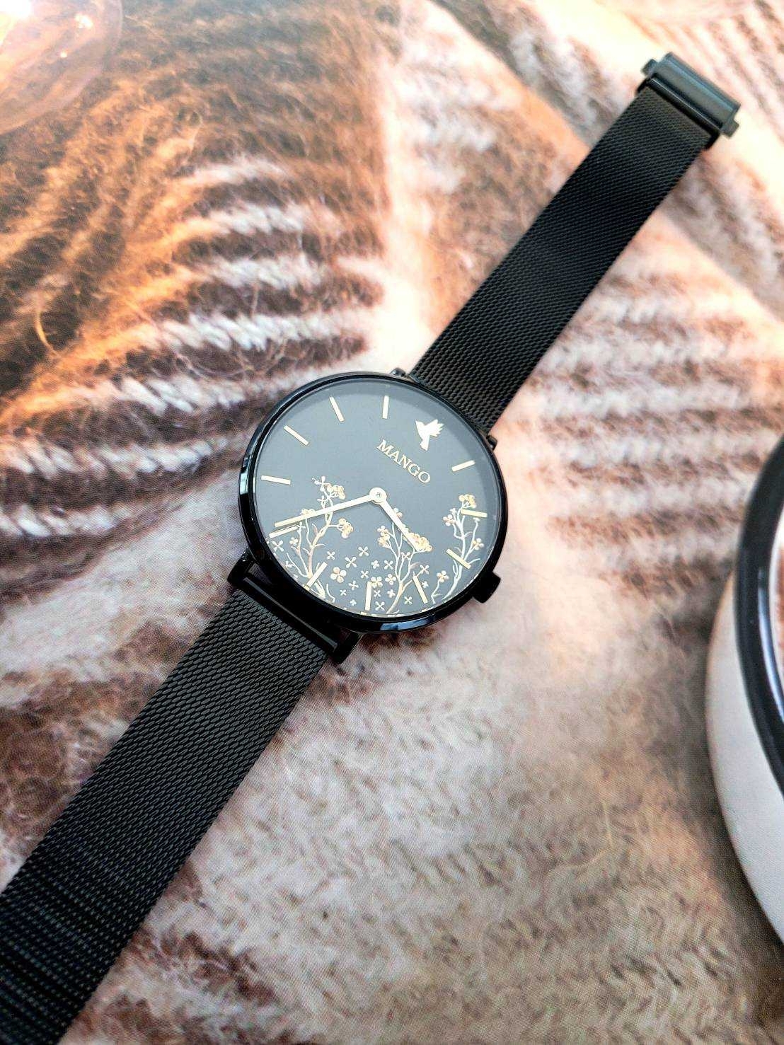 【MANGO】青鳥花園時尚腕錶 MA6767L-GY 34mm  現代鐘錶