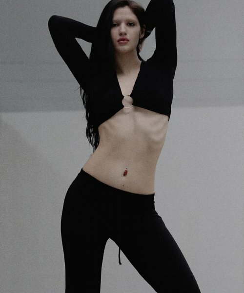 BADBLOOD Workshop Aqua Ring Top 短版 長袖 上衣 黑 w-tee22-045