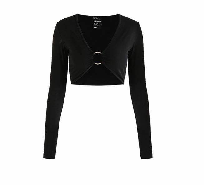 BADBLOOD Workshop Aqua Ring Top 短版 長袖 上衣 黑 w-tee22-045