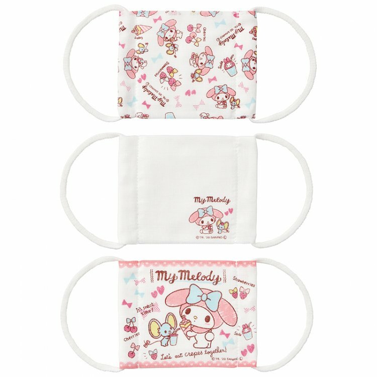 日本版 Skater My Melody 抗菌防臭12層布口罩 1包3件裝 3-10歲