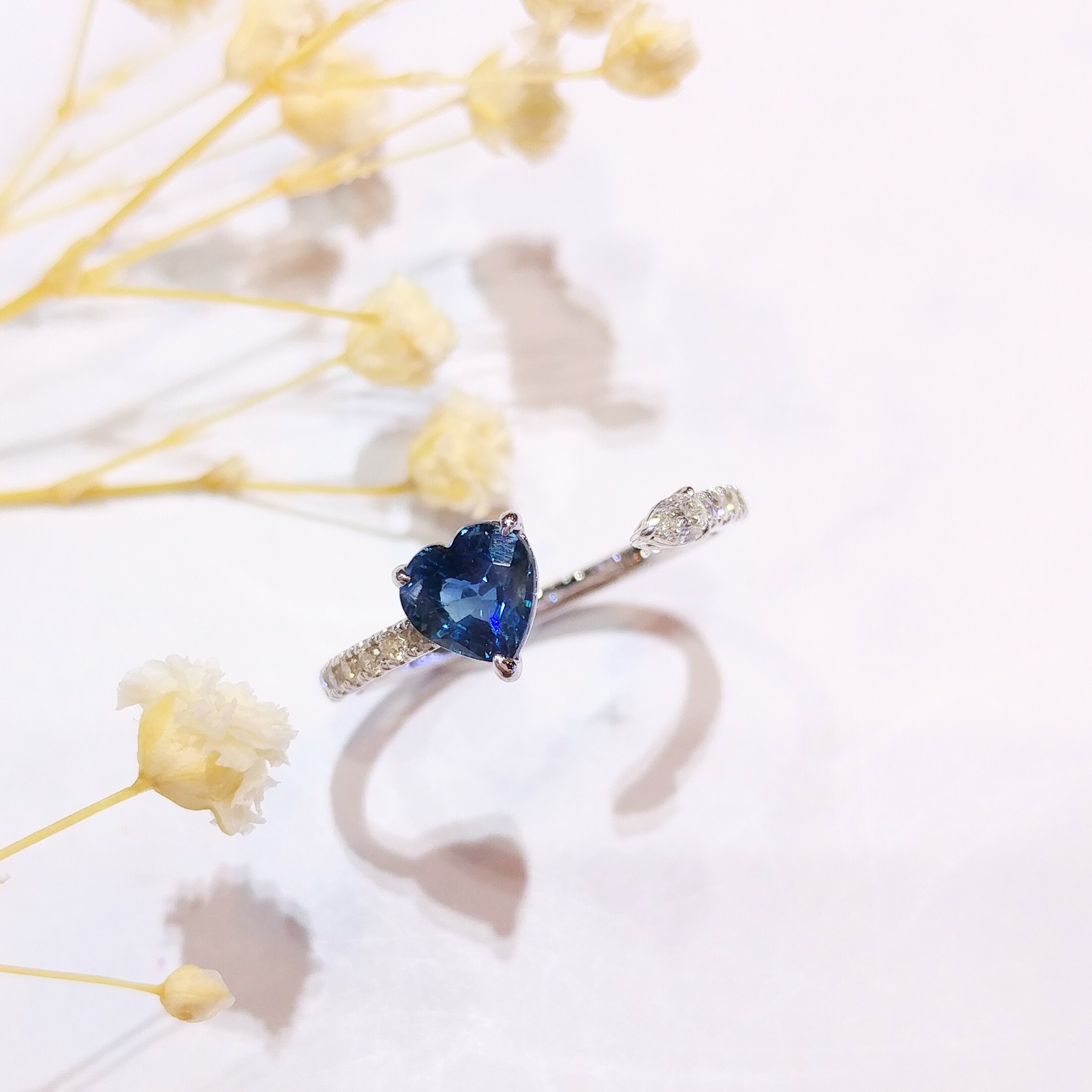 18K White Gold 0.71ct Sapphire and Diamond Ring