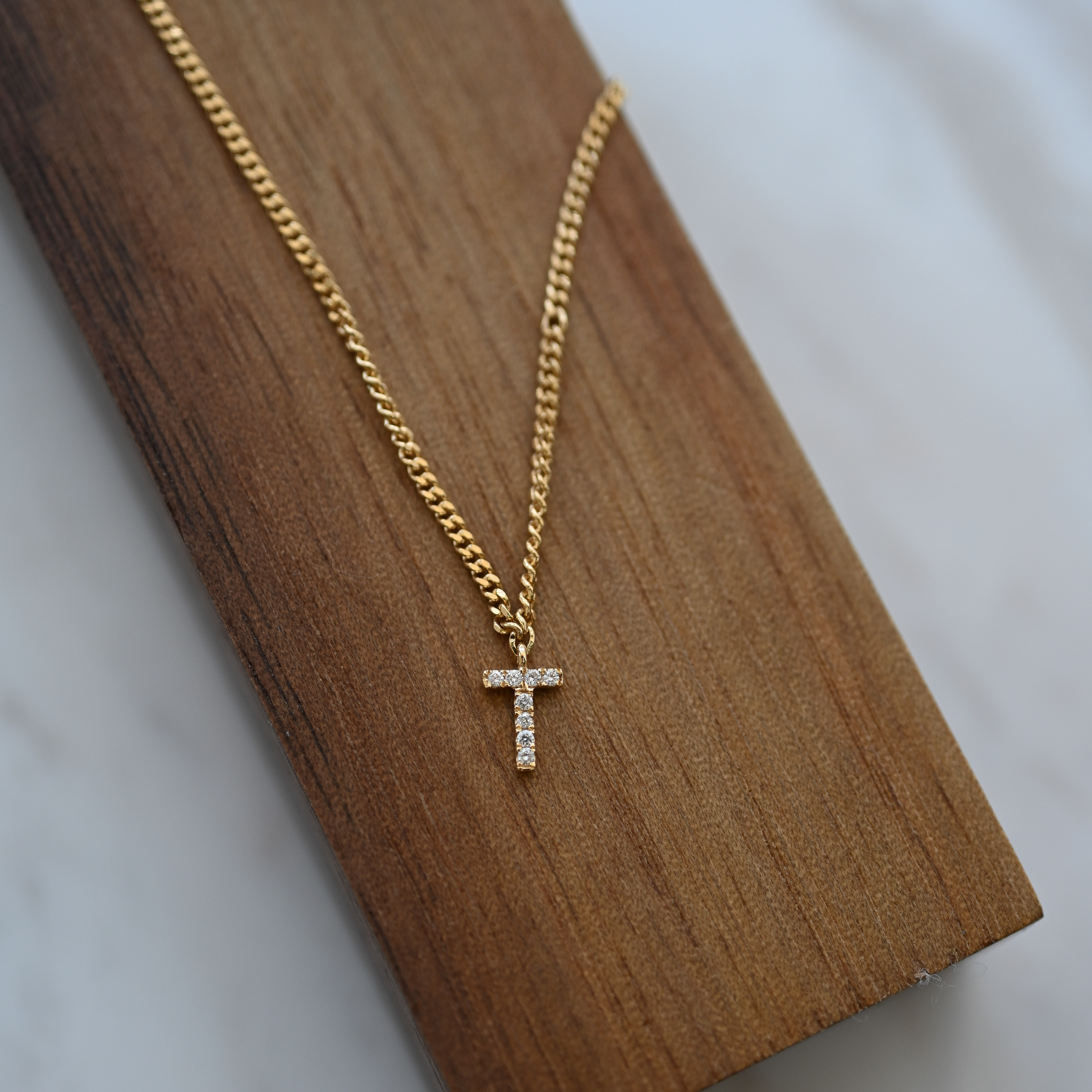 18K Mini Cuba Chain with Initial