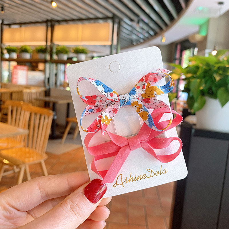 碎花蝴蝶結髮夾