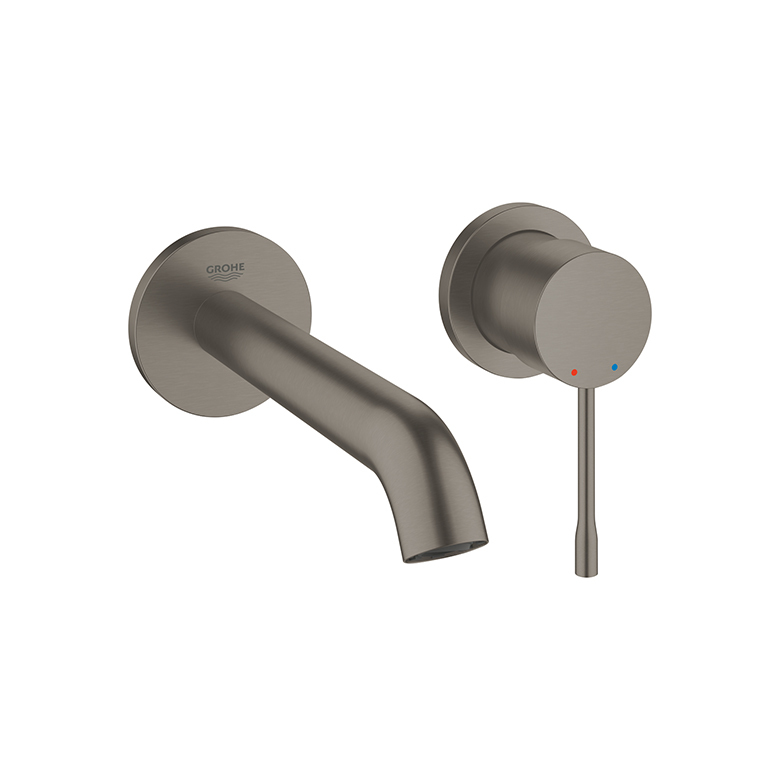 Grohe New Essence 壁式面盆龍頭附埋件-霧黑 | 德國原裝進口 | 星閃電鍍技術 | 環保省水