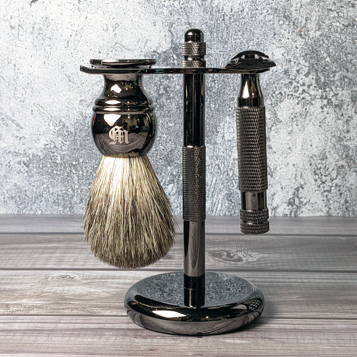 英國 Grand Manner 特務系列 復古雙面安全手動刮鬍刀組（槍鉻 / 傳統老式雙刃刮鬍刀片 / 禮盒）