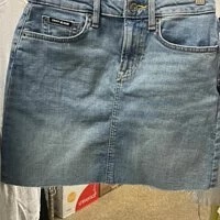 [S] DKNY DENIM FRAYED HEM MINI SKIRT, PAL/WASH, E2CN0783-PAL/WSH (SD134)