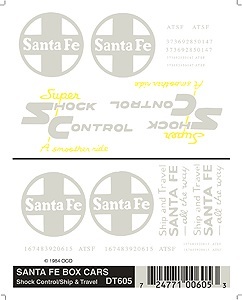 Woodland DT605 HO規 ATSF Boxcars 轉印紙 (1-1303)