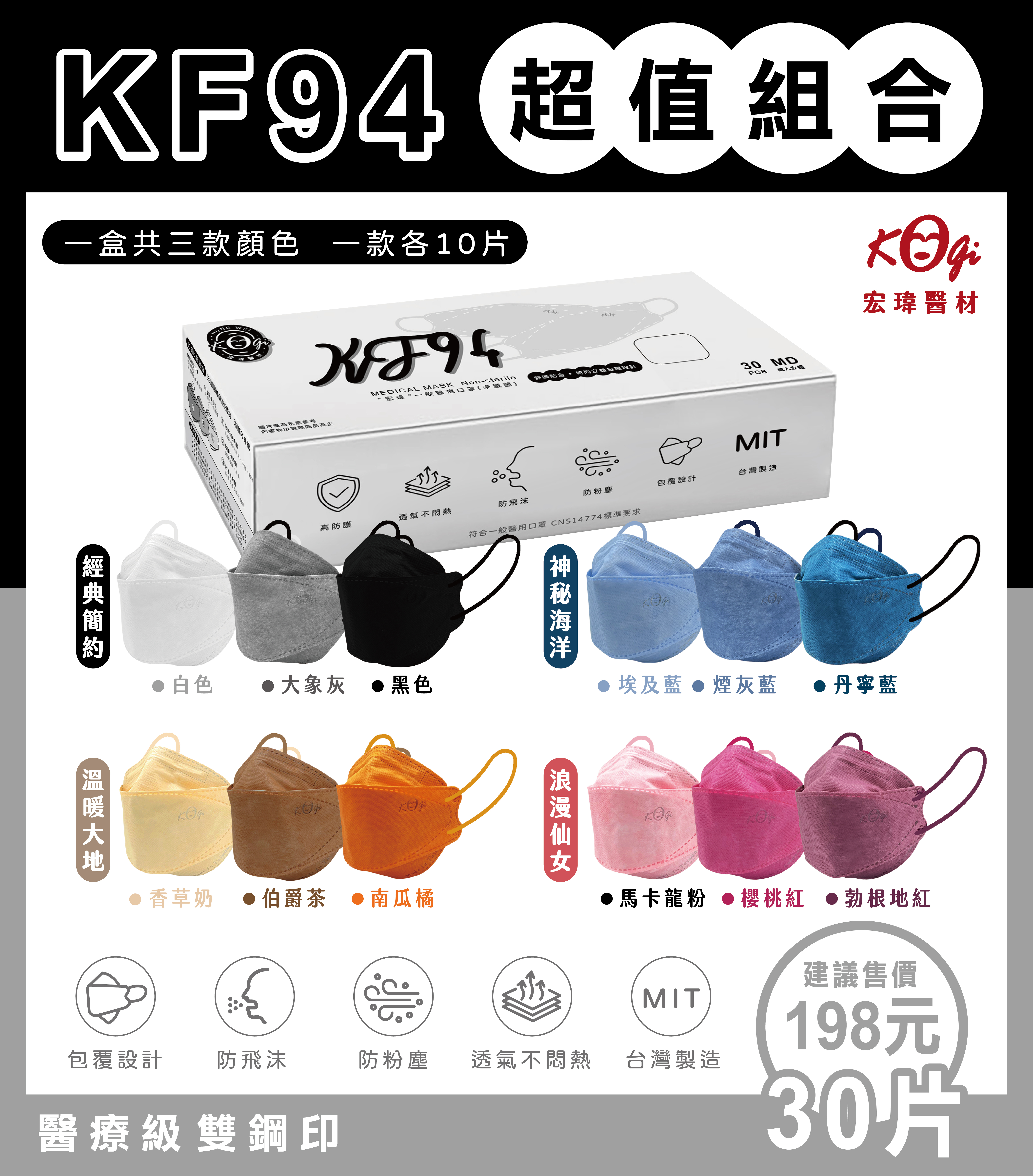 宏瑋醫療KF94口罩(30入)