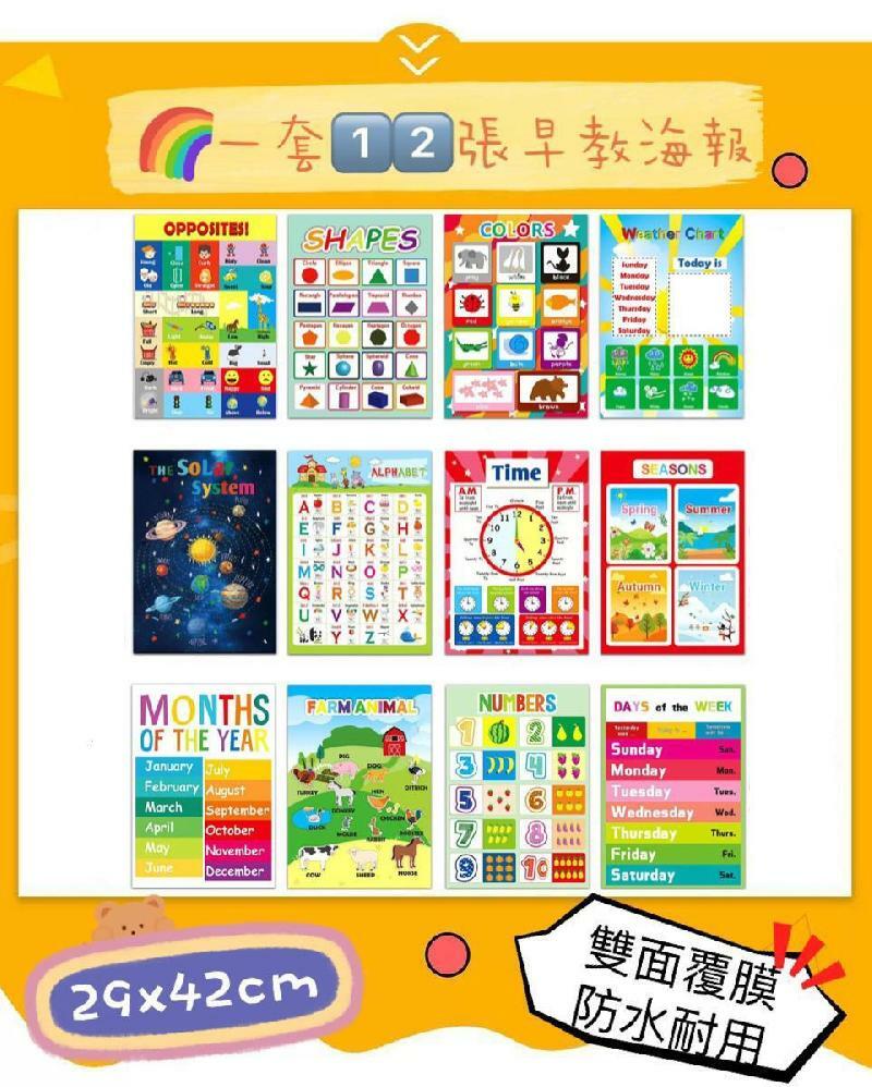 幼童12張英文早教海報