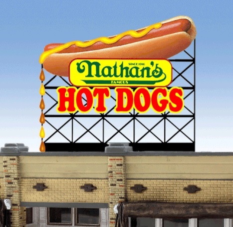 Micro Structures 88-3551 HO/O規  Nathan's Hot Dogs 動畫霓虹燈廣告牌