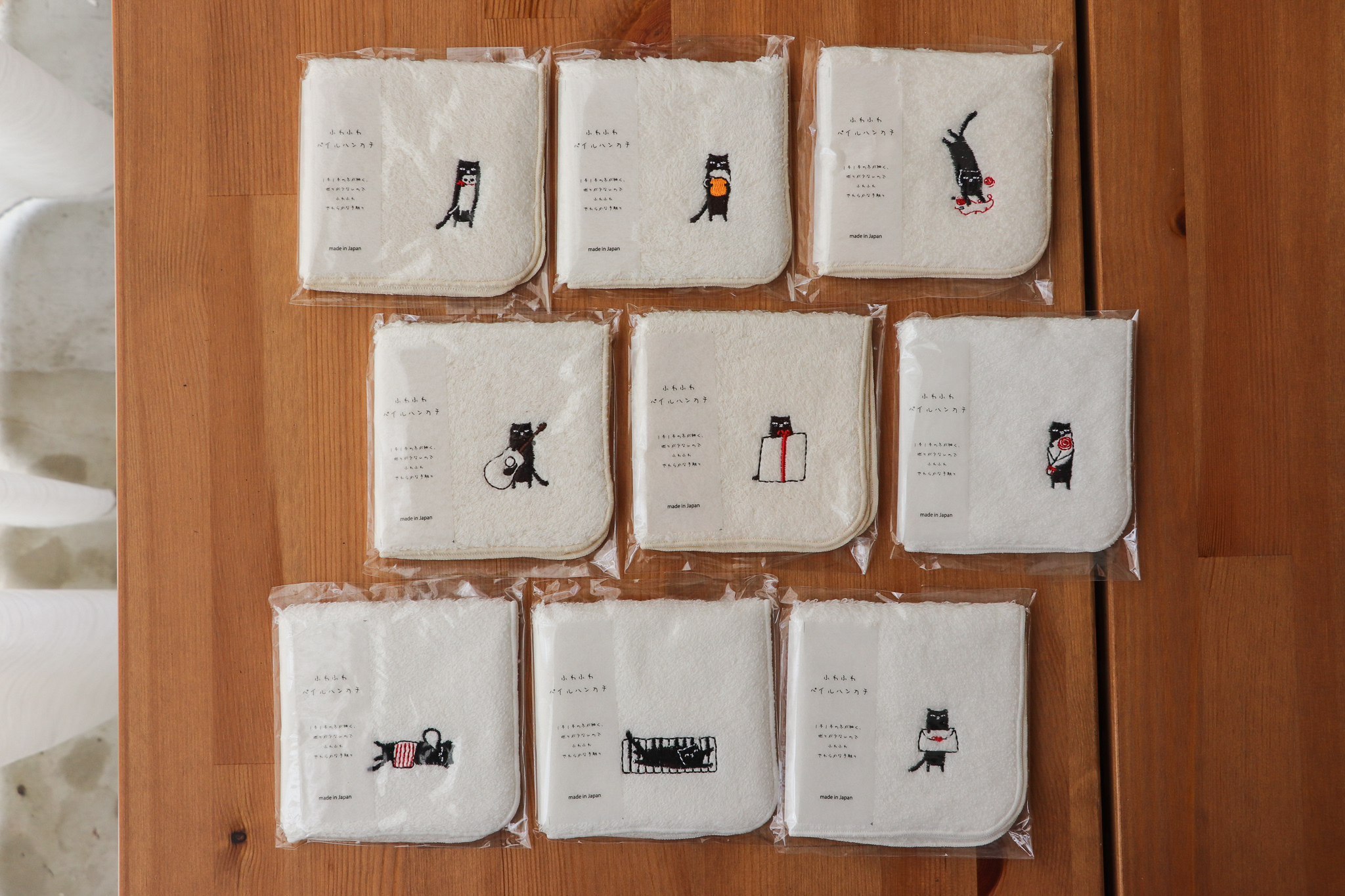 日本 貓咪刺繡 手帕 小方巾