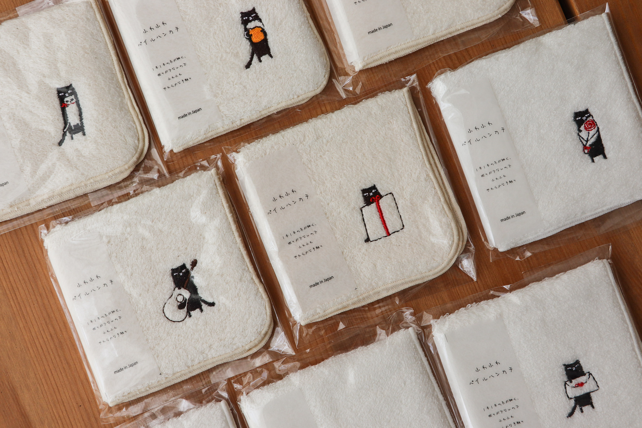 日本 貓咪刺繡 手帕 小方巾