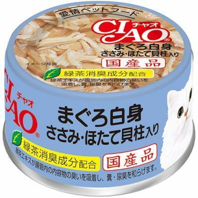 [$216限時優惠]日本CIAO 貓罐 - 白身吞拿魚+雞肉+帶子 85G , A-83 (原箱24罐)