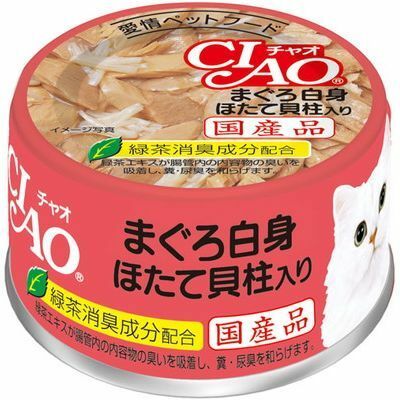 [$216限時優惠]日本CIAO 貓罐 - 白身吞拿魚+帶子 85G , A-82 (原箱24罐)