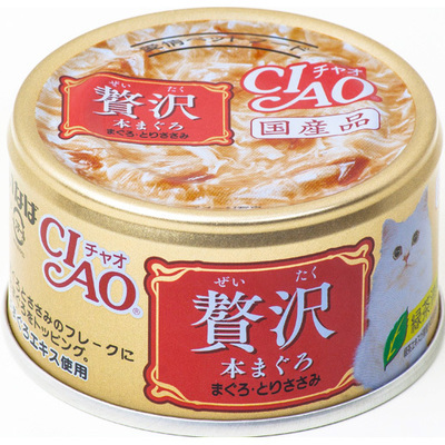 [$216限時優惠]日本CIAO 貓罐 - 奢華系列 吞拿魚+雞肉 80G , A-141 (原箱24罐)