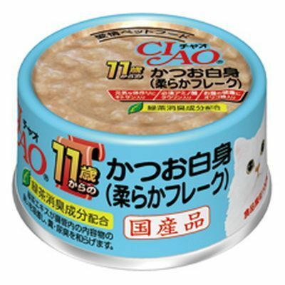 [$216限時優惠]日本CIAO 貓罐 - 11歲高齡貓 鰹魚(軟絲) 85G , M-42 (原箱24罐)