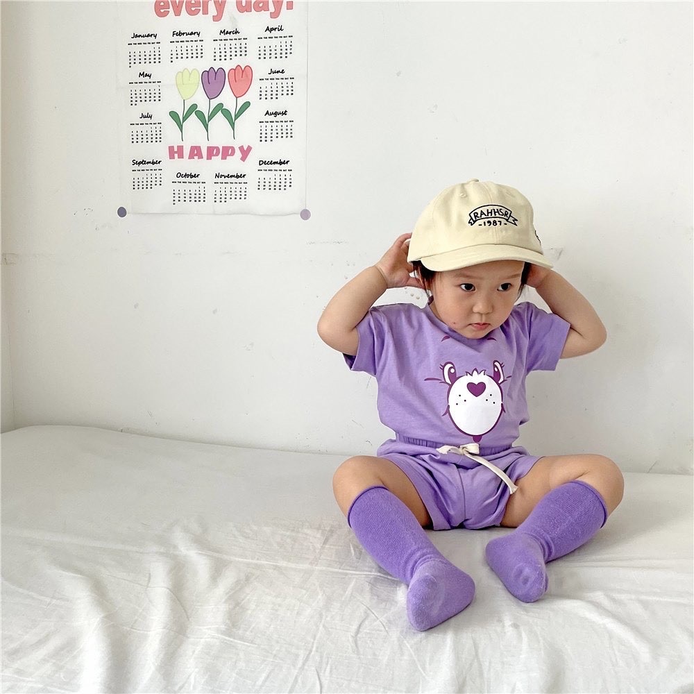 韓版糖果色熊熊純棉套裝