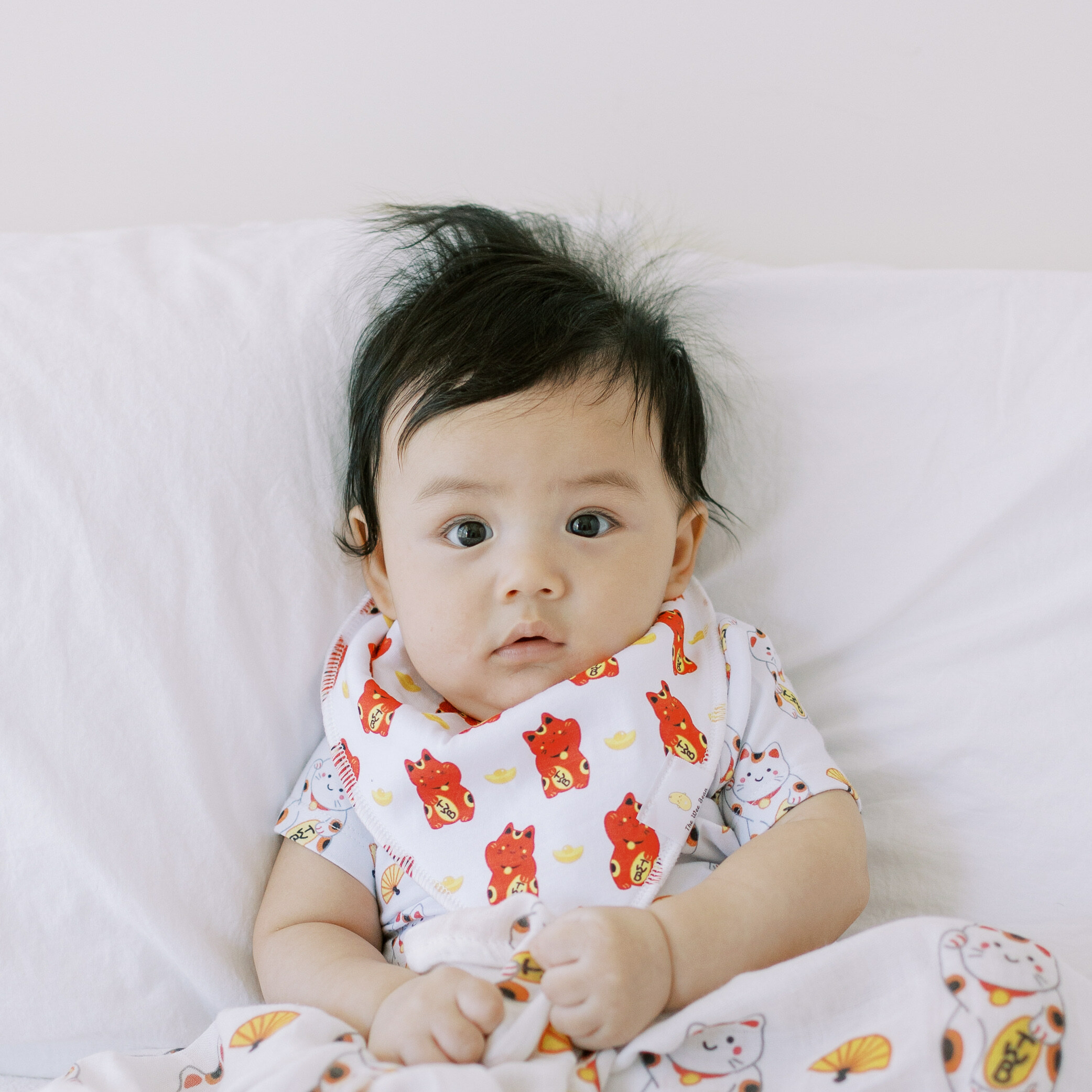 THE WEE BEAN 純有機棉嬰兒圍兜(2件) - 招財貓