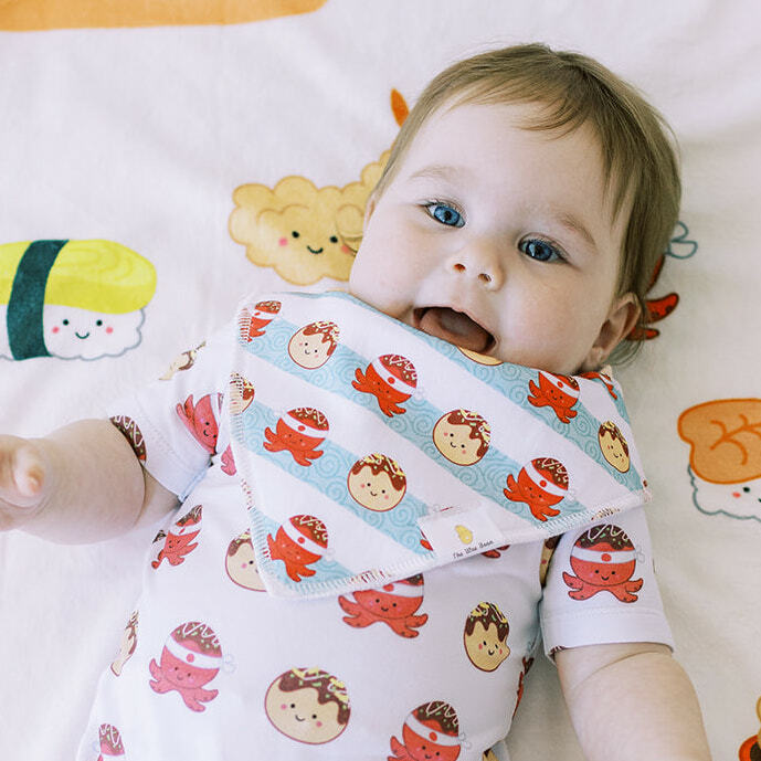 THE WEE BEAN 純有機棉嬰兒圍兜(2件) - 章魚燒+鯛魚燒