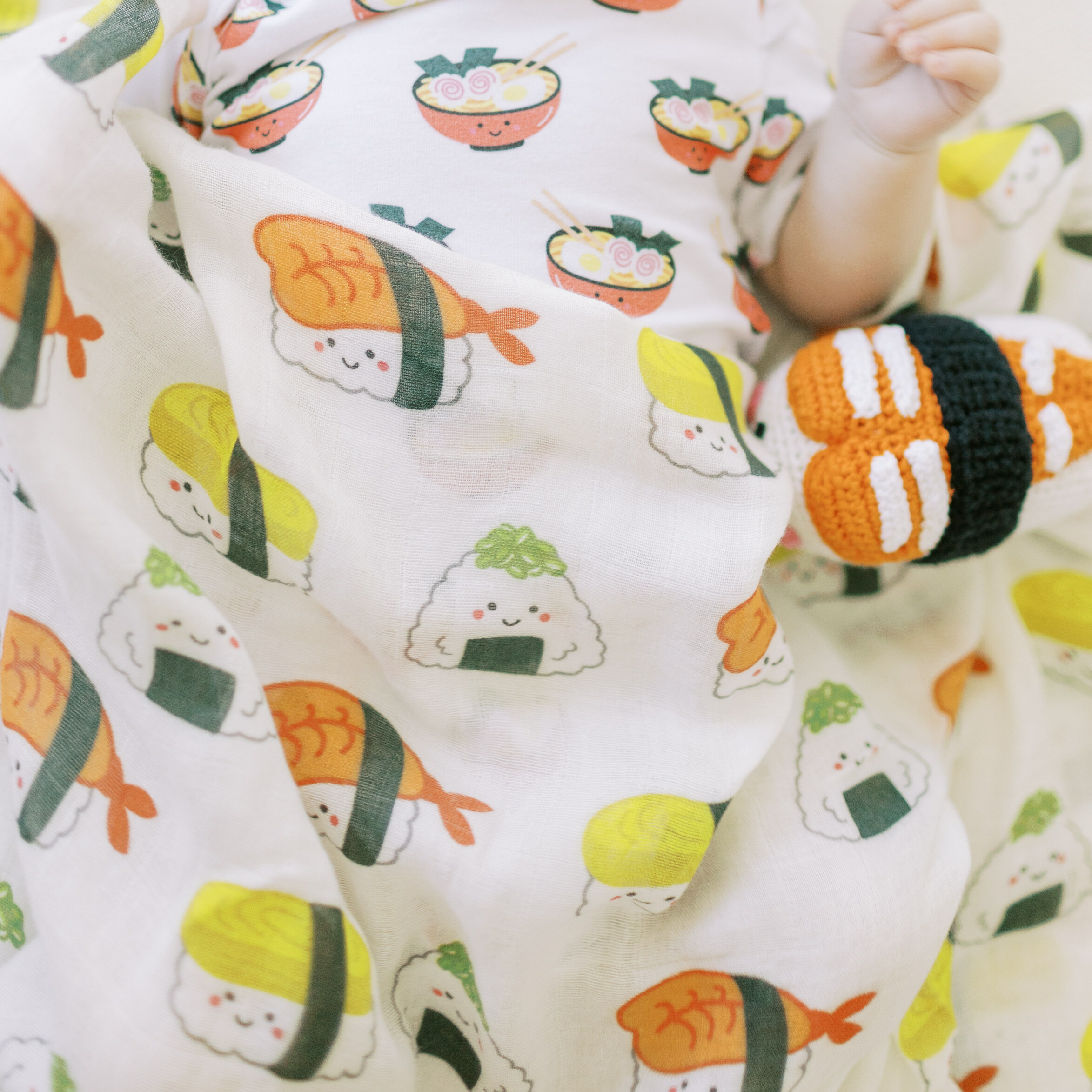 THE WEE BEAN 竹纖維和有機棉嬰兒包巾 - 壽司