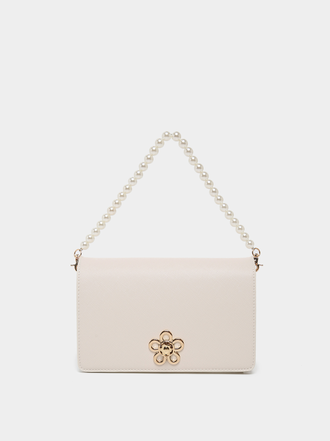 Rosy Romance Pearl Handle Crossbody Bag