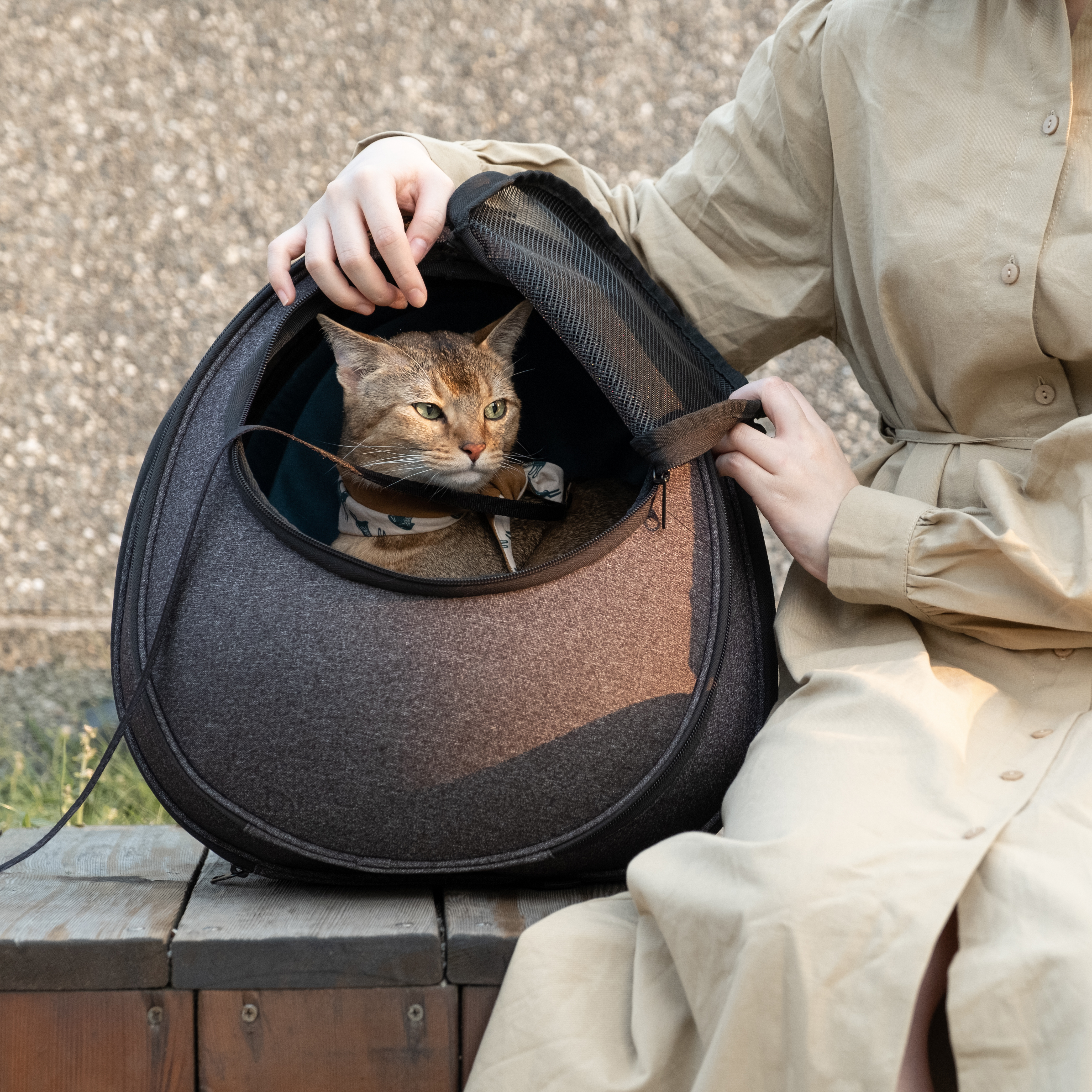 貓咪外出包｜小宅包｜貓蛋｜沈穩深灰 - housmall