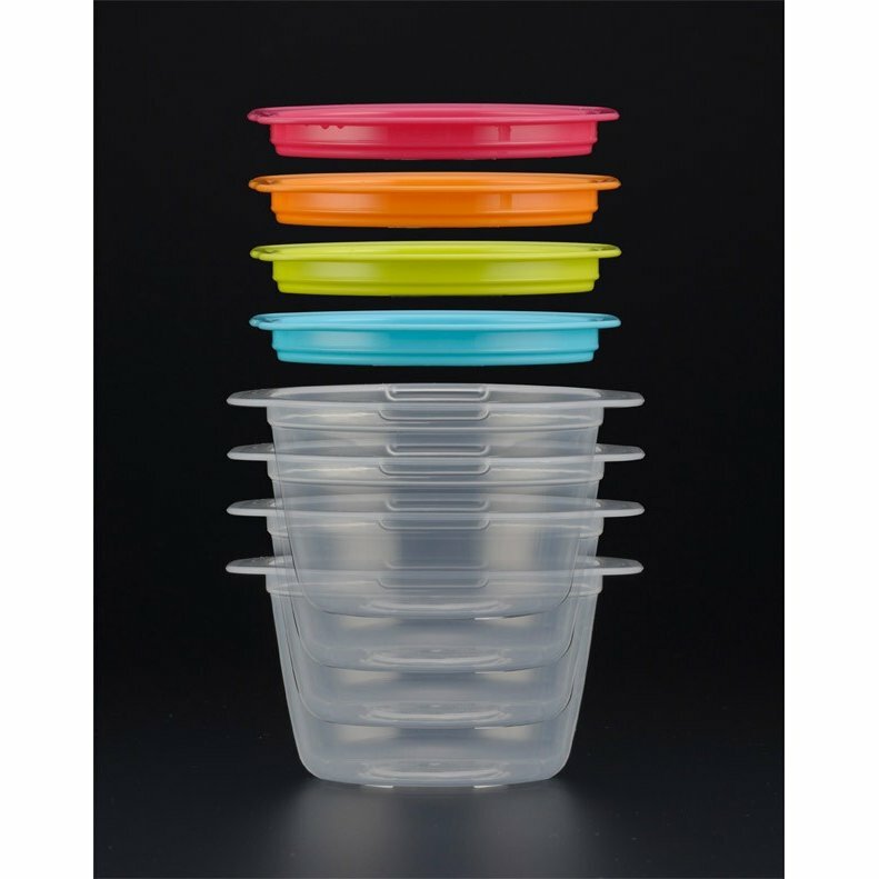 日本 彩色食物盒 4入套 (400ml)   零食盒 密封盒 副食品分裝