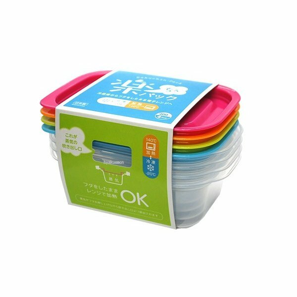 日本 彩色食物盒 4入套 (400ml)   零食盒 密封盒 副食品分裝