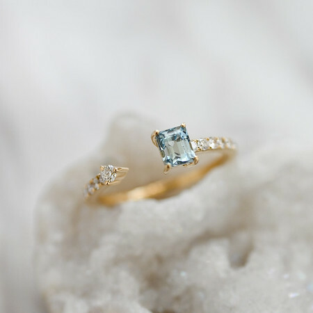 18K Aquamarine and Diamond Ring
