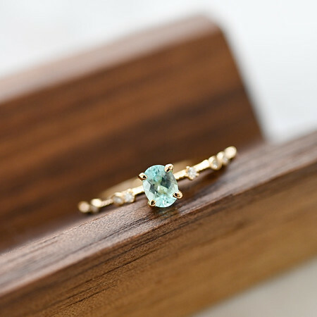 18K Paraiba and Diamond Ring