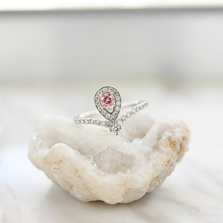 18K Pink and White Diamond Ring