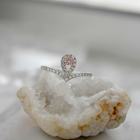 18K Pink and White Diamond Ring