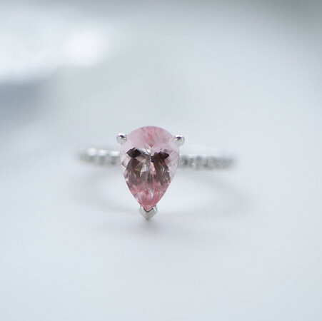18K Pink Morganite and Diamond Ring
