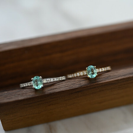 18K Paraiba and Diamond Ring