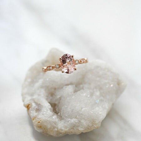 18K Pink Morganite and Diamond Ring